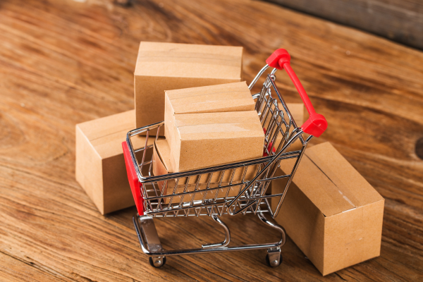 shopping cart with boxes