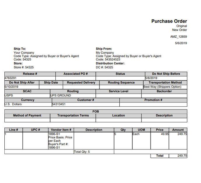 EDI 850 example